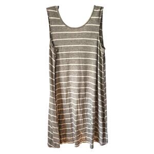 Billabong Gray White Striped Ribbed Tank Summer Dress Size Small